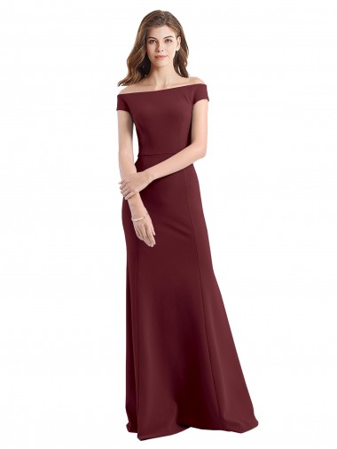Affordable Sleeveless High Neck Stretch Crepe Burgundy Gold Long Prom Dress Canada