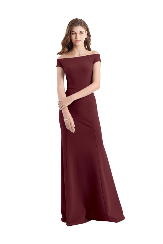 Affordable Sleeveless High Neck Stretch Crepe Burgundy Gold Long Prom Dress Canada