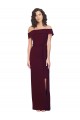 Affordable Sleeveless Square Neck Stretch Crepe Burgundy Gold Long Prom Dress Canada