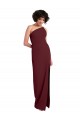 Affordable Sleeveless One Shoulder Stretch Crepe Burgundy Gold Long Prom Dress Canada