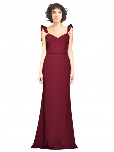 Affordable Sleeveless Strapless Stretch Crepe Burgundy Long Prom Dress Canada