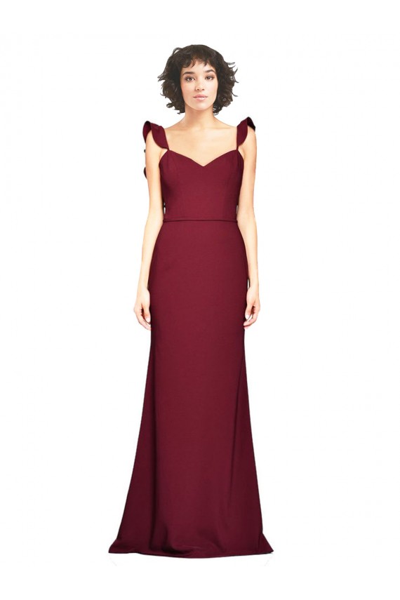 Affordable Sleeveless Strapless Stretch Crepe Burgundy Long Prom Dress Canada