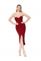 Affordable Sleeveless High Neck Stretch Crepe Burgundy Knee Length High Low Prom Dress Canada