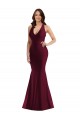 Affordable Sleeveless V-Neck Silky Satin Burgundy Long Plus Size Formal Prom Dress Canada