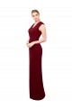Affordable Sleeveless V-Neck Soft Chiffon Burgundy Long Keyhole Back Prom Dress Canada