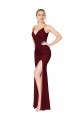 Affordable Sleeveless V-Neck Soft Chiffon Burgundy Long V-Back Prom Dress Canada