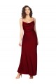 Affordable Sleeveless Cowl Neck Silk like Satin Burgundy Long Low Back Prom Dress Canada
