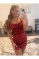 Affordable Sleeveless Spaghetti Straps Velvet Sequin Burgundy Short Prom Dress Canada