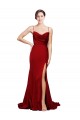 Affordable Sleeveless Cowl Neck Stretch Satin Burgundy Sweep Train Black Tie Prom Dress Canada