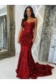 Affordable Sleeveless Sweetheart Velvet Sequin Burgundy Court Train Prom Dress Canada