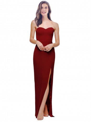 Affordable Sleeveless Sweetheart Stretch Crepe Burgundy Long Prom Dress Canada