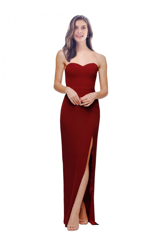 Affordable Sleeveless Sweetheart Stretch Crepe Burgundy Long Prom Dress Canada