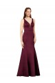 Affordable Sleeveless V-Neck Satin Burgundy Long Prom Dress Canada