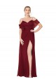 Affordable Cold Shoulder High Neck Soft Chiffon Burgundy Long Prom Dress Canada