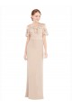 Affordable Sleeveless Off the Shoulder Soft Chiffon & Lace Champagne Long Prom Dress Canada