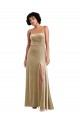 Affordable Sleeveless Square Neck Stretch Velvet Champagne Long Prom Dress Canada