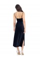 Affordable Sleeveless Cowl Neck Stretch Velvet Dark Navy Midi Length Prom Dress Canada