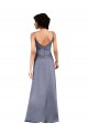 Affordable Sleeveless V-Neck Silky Satin Black Column Long Prom Dress Canada