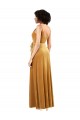 Affordable Sleeveless V-Neck Stretch Velvet Gold Long Black Tie Prom Dress Canada