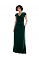 Affordable Cap Sleeves Cowl Neck Stretch Velvet Dark Green Long Black Tie Prom Dress Canada