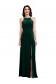 Affordable Sleeveless High Neck Stretch Velvet Dark Green Long Prom Dress Canada