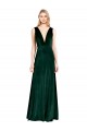 Affordable Sleeveless V-Neck Stretch Velvet Dark Green Long Prom Dress Canada