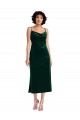 Affordable Sleeveless Cowl Neck Stretch Velvet Dark Green Midi Length Black Tie Prom Dress Canada