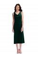 Affordable Sleeveless Cowl Neck Stretch Velvet Dark Green Midi Length V-Back Prom Dress Canada