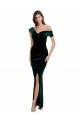 Affordable Sleeveless Sweetheart Stretch Velvet Dark Green Long High Low Prom Dress Canada