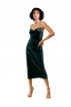 Affordable Sleeveless Cowl Neck Stretch Velvet Dark Green Midi Length Prom Dress Canada