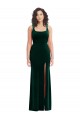 Affordable Sleeveless Square Neck Stretch Velvet Dark Green Long Evening Prom Dress Canada