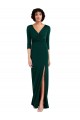 Affordable Long Sleeves V-Neck Spandex Dark Green Long Prom Dress Canada