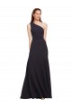 Affordable Sleeveless One Shoulder Stretch Crepe Dark Navy A-Line Long Prom Dress Canada