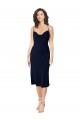 Affordable Sleeveless Cowl Neck Silky Satin Dark Navy Midi Length Prom Dress Canada