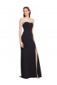 Affordable Sleeveless Strapless Stretch Crepe Dark Navy Long Low Back Prom Dress Canada