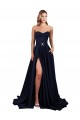 Affordable Sleeveless Sweetheart Stretch Crepe Dark Navy Long Low Back Prom Dress Canada