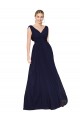 Affordable Sleeveless High Neck Soft Chiffon Dark Navy A-Line Long Prom Dress Canada