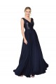 Affordable Sleeveless High Neck Soft Chiffon & Sequin Dark Navy Long Prom Dress Canada