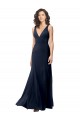 Affordable Sleeveless High Neck Stretch Crepe Dark Navy A-Line Long Prom Dress Canada