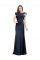 Affordable Sleeveless Bateau Neck Stretch Crepe Dark Navy Long Prom Dress Canada
