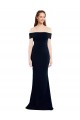 Affordable Sleeveless Off the Shoulder Stretch Crepe Dark Navy Long Keyhole Back Prom Dress Canada