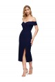 Affordable Sleeveless Sweetheart Stretch Crepe Dark Navy Midi Length Prom Dress Canada