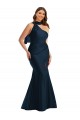 Affordable Sleeveless Halter Neck Silky Satin Dark Navy Long Plus Size Formal Prom Dress Canada