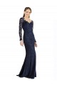 Affordable Long Sleeves Sweetheart Lace Dark Navy Long Prom Dress Canada