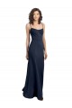 Affordable Sleeveless Scoop Neck Stretch Crepe Dark Navy Long Prom Dress Canada