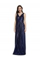 Affordable Sleeveless V-Neck Sequin Dark Navy Sheath Long Prom Dress Canada
