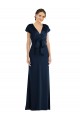 Affordable Cap Sleeves Off the Shoulder Stretch Crepe Dark Navy Long Prom Dress Canada