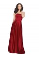 Affordable Sleeveless Strapless Satin Dark Red Long Prom Dress Canada
