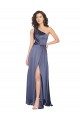 Affordable Sleeveless One Shoulder Silky Satin Dusk Long Prom Dress Canada