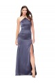 Affordable Sleeveless Halter Neck Silky Satin Dusk Long Prom Dress Canada
